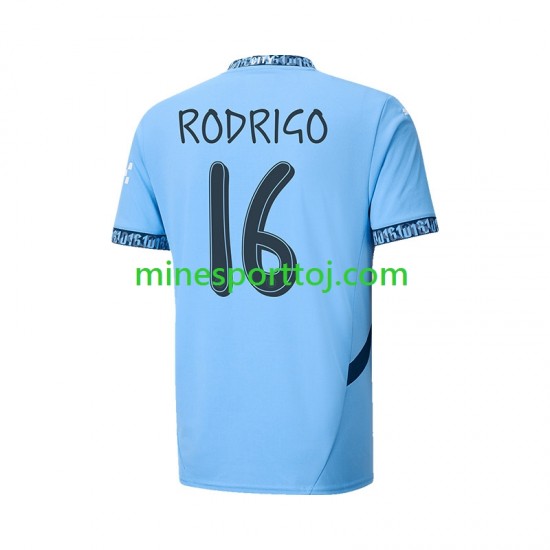 Manchester City UCL Font RODRIGO 16 Herre Hjemmebane Fodboldtrøje 2024-2025 Lange Ærmer
