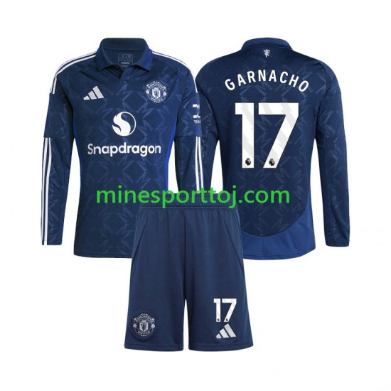 Manchester United Alejandro Garnacho 17 Børne Udebane Fodboldtrøje 2024-2025 med Korte Ærmer
