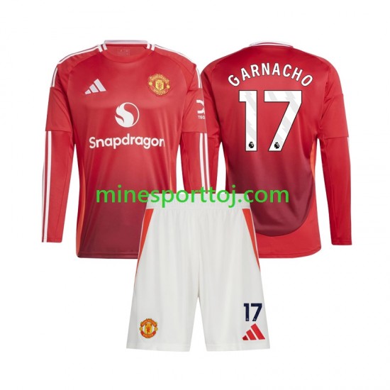 Manchester United Alejandro Garnacho 17 Børne Hjemmebane Fodboldtrøje 2024-2025 med Korte Ærmer