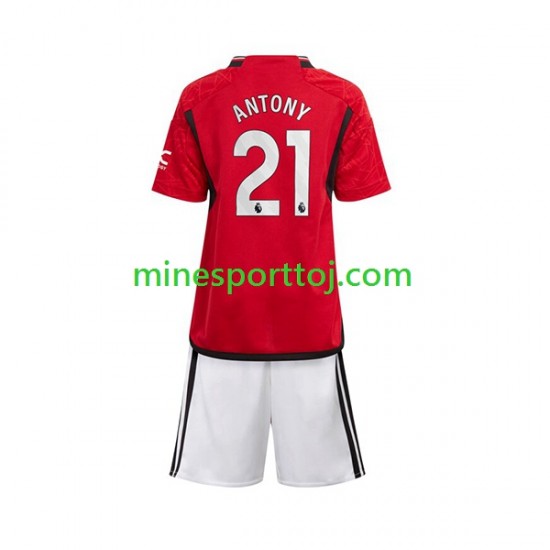 Manchester United Antony Matheus 21 Børne Hjemmebane Fodboldtrøje 2023-2024 Lange Ærmer