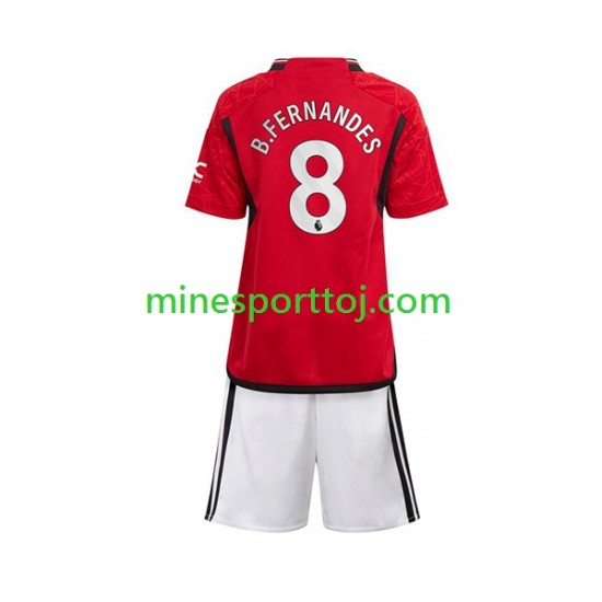 Manchester United B Fernandes 8 Børne Hjemmebane Fodboldtrøje 2023-2024 Lange Ærmer