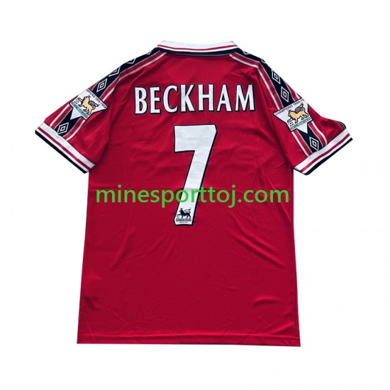 Manchester United Beckham 7 1998-1999 Herre Retro Hjemmebane Fodboldtrøje Lange Ærmer