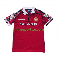 Manchester United Beckham 7 1998-1999 Herre Retro Hjemmebane Fodboldtrøje Lange Ærmer