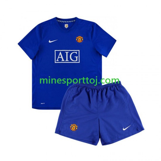 Manchester United 2008 Børne Retro Udebane Fodboldtrøje Lange Ærmer