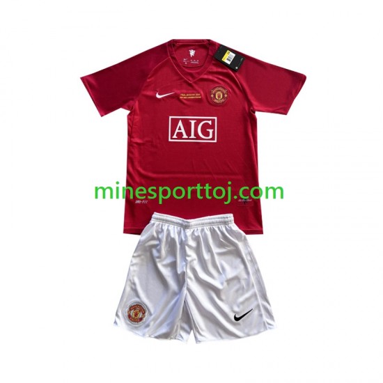 Manchester United Champion League 2007 Børne Hjemmebane Fodboldtrøje Lange Ærmer