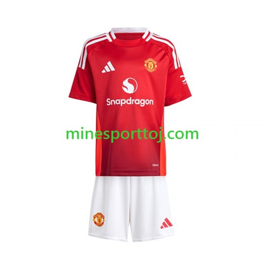 Manchester United Børne Hjemmebane Rød Fodboldtrøje 2024-2025 Lange Ærmer