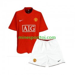 Manchester United 2007 Børne Retro Hjemmebane Fodboldtrøje Lange Ærmer