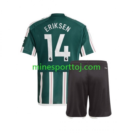 Manchester United Christian Eriksen 14 Børne Udebane Fodboldtrøje 2023-2024 Lange Ærmer
