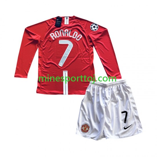 Manchester United Cristiano Ronaldo 7 Champion League 2007 Børne Retro Hjemmebane Fodboldtrøje med Korte Ærmer