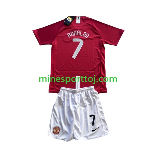 Manchester United Cristiano Ronaldo 7 Champion League 2007 Børne Retro Hjemmebane Fodboldtrøje Lange Ærmer Manchester United Cristiano Ronaldo 7 Champion League 2007 Børne Retro Hjemmebane Fodboldtrøje Lange Ærmer