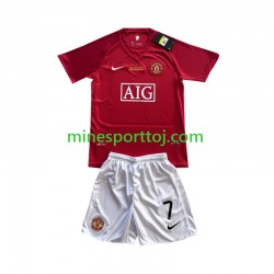 Manchester United Cristiano Ronaldo 7 Champion League 2007 Børne Retro Hjemmebane Fodboldtrøje Lange Ærmer