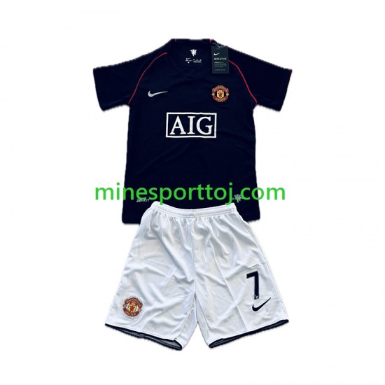 Manchester United Cristiano Ronaldo 7 2007-2008 Børne Retro Udebane Fodboldtrøje Lange Ærmer