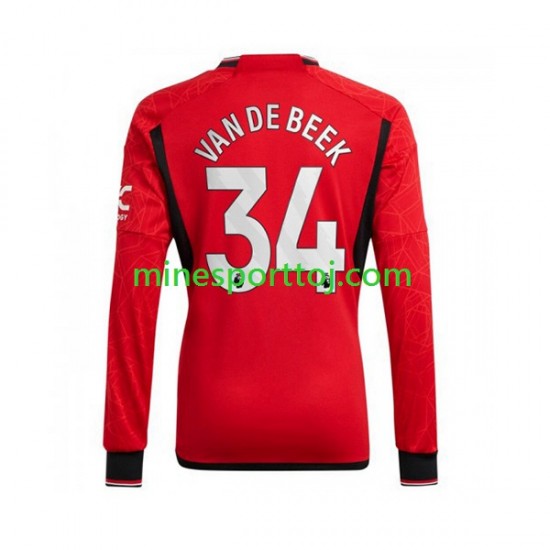 Manchester United Donny van de Beek 34 Herre Hjemmebane Fodboldtrøje 2023-2024 med Korte Ærmer