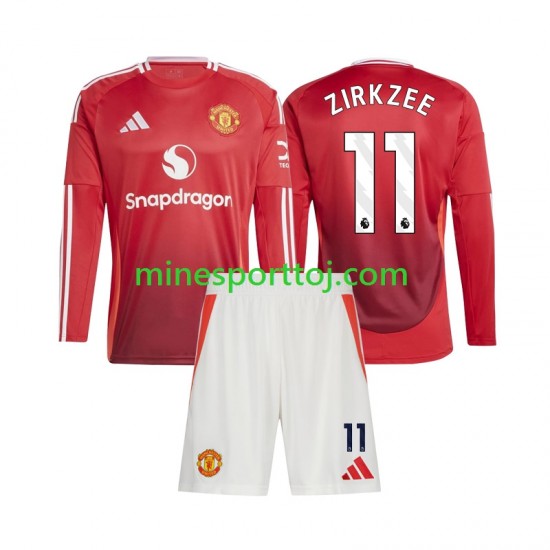 Manchester United Joshua Zirkzee 11 Børne Hjemmebane Fodboldtrøje 2024-2025 med Korte Ærmer