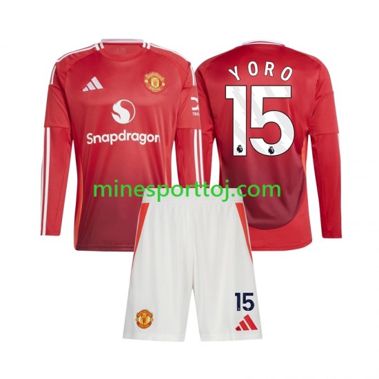 Manchester United Leny Yoro 15 Børne Hjemmebane Fodboldtrøje 2024-2025 med Korte Ærmer Manchester United Leny Yoro 15 Børne Hjemmebane Fodboldtrøje 2024-2025 med Korte Ærmer