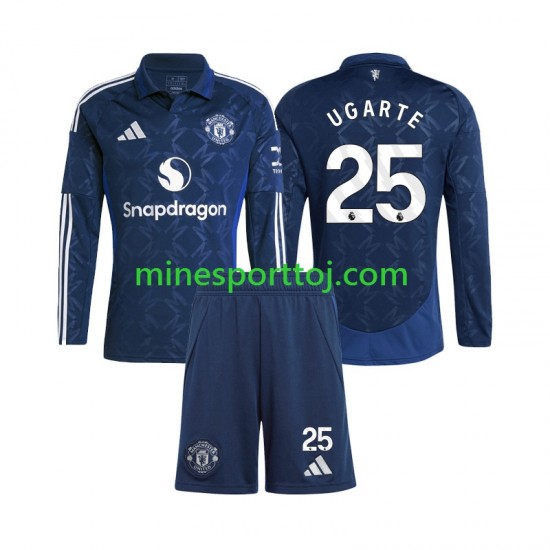 Manchester United Manuel Ugarte 25 Børne Udebane Fodboldtrøje 2024-2025 med Korte Ærmer