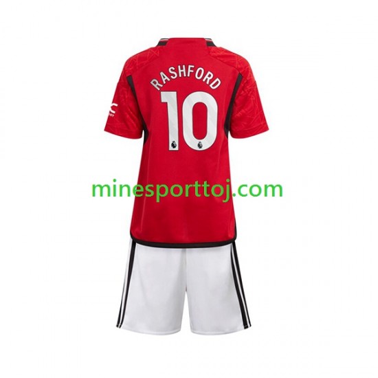 Manchester United Marcus Rashford 10 Børne Hjemmebane Fodboldtrøje 2023-2024 Lange Ærmer