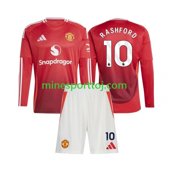 Manchester United Marcus Rashford 10 Børne Hjemmebane Fodboldtrøje 2024-2025 med Korte Ærmer