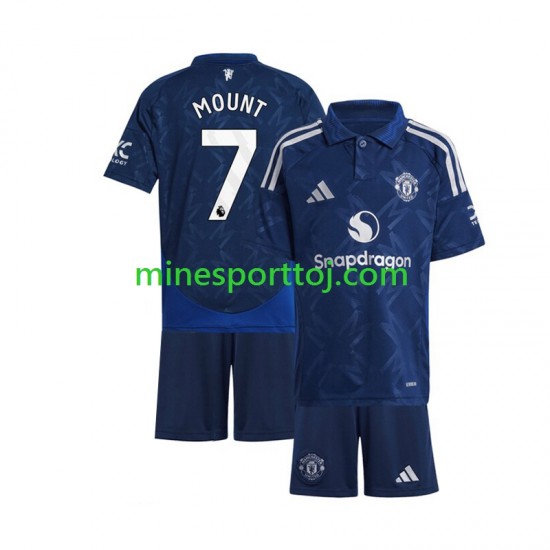 Manchester United Mason Mount 7 Børne Udebane Rød Fodboldtrøje 2024-2025 Lange Ærmer