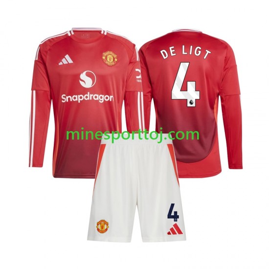 Manchester United Matthijs de Ligt 4 Børne Hjemmebane Fodboldtrøje 2024-2025 med Korte Ærmer