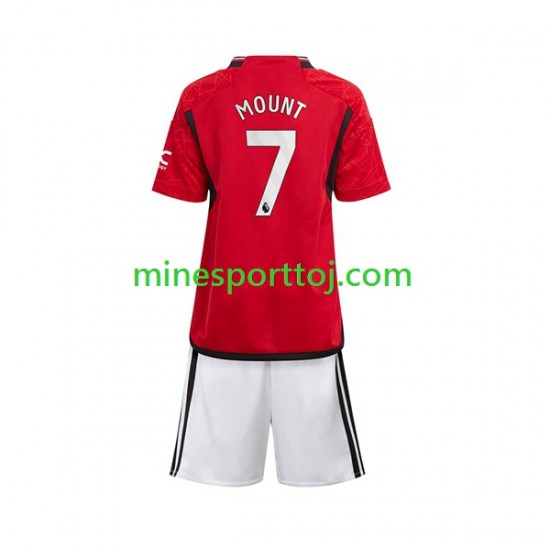 Manchester United Mount 7 Børne Hjemmebane Fodboldtrøje 2023-2024 Lange Ærmer