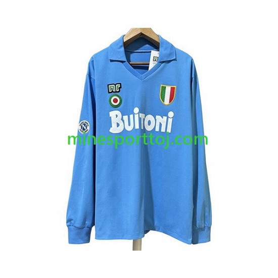 Napoli 1987 1988 Herre Retro Hjemmebane Fodboldtrøje med Korte Ærmer Napoli 1987 1988 Herre Retro Hjemmebane Fodboldtrøje med Korte Ærmer