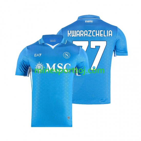 Napoli Khvicha Kvaratskhelia 77 Herre Hjemmebane Fodboldtrøje 2024-2025 Lange Ærmer