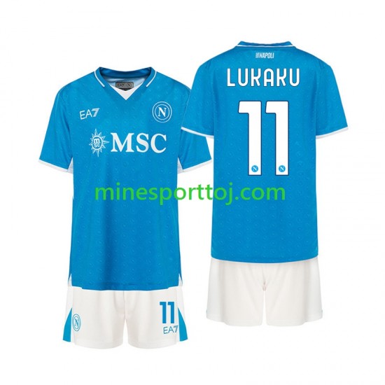 Napoli Lukaku 11 Børne Hjemmebane Fodboldtrøje 2024-2025 Lange Ærmer