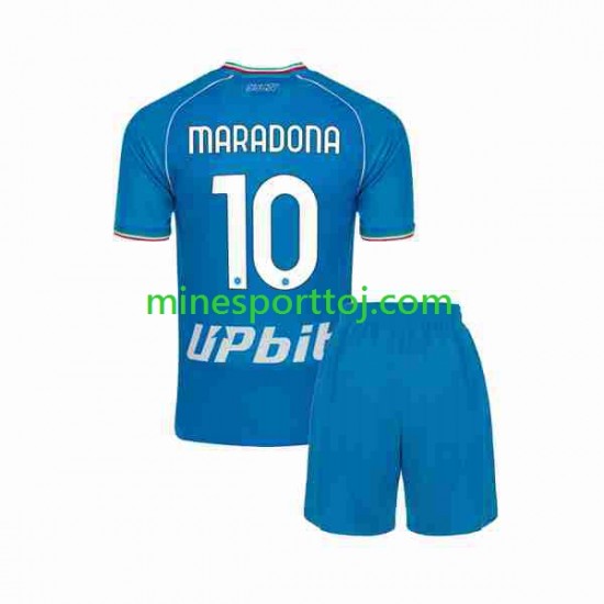 Napoli Maradona 10 Børne Hjemmebane Fodboldtrøje 2023-2024 Lange Ærmer