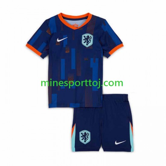 Holland Euro 2024 Børne Udebane Fodboldtrøje Lange Ærmer