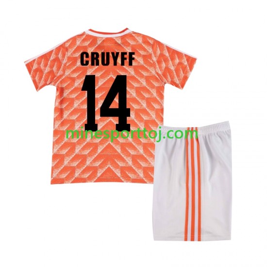 Holland Cruyff 14 1988 Børne Retro Hjemmebane Fodboldtrøje Lange Ærmer