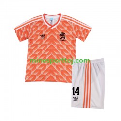 Holland Cruyff 14 1988 Børne Retro Hjemmebane Fodboldtrøje Lange Ærmer