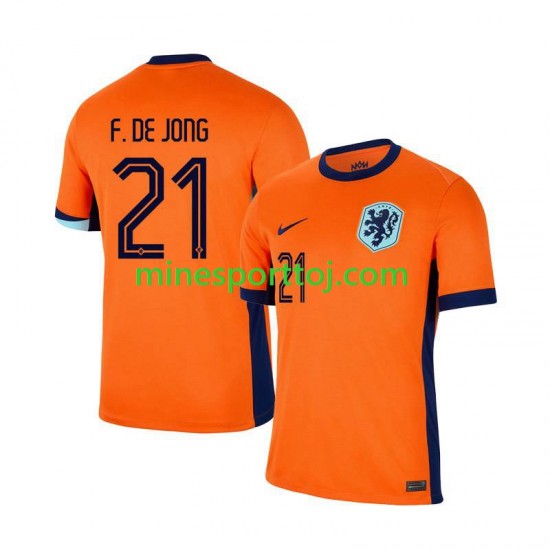 Holland Frenkie de Jong 21 Euro 2024 Herre Hjemmebane Fodboldtrøje Lange Ærmer