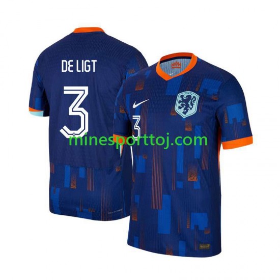 Holland Matthijs de Ligt 3 Euro 2024 Herre Udebane Fodboldtrøje Lange Ærmer