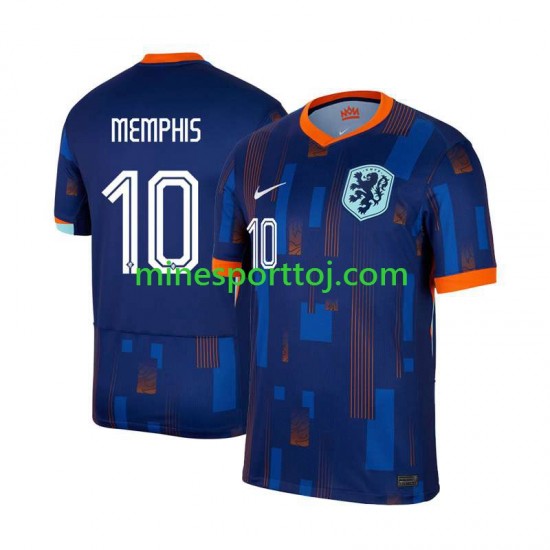 Holland Memphis Depay 10 Euro 2024 Herre Udebane Fodboldtrøje Lange Ærmer