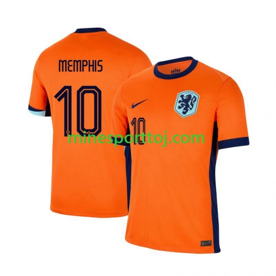 Holland Memphis Depay 10 Euro 2024 Herre Hjemmebane Fodboldtrøje Lange Ærmer