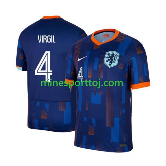 Holland Virgil van Dijk 4 Euro 2024 Herre Udebane Fodboldtrøje Lange Ærmer Holland Virgil van Dijk 4 Euro 2024 Herre Udebane Fodboldtrøje Lange Ærmer