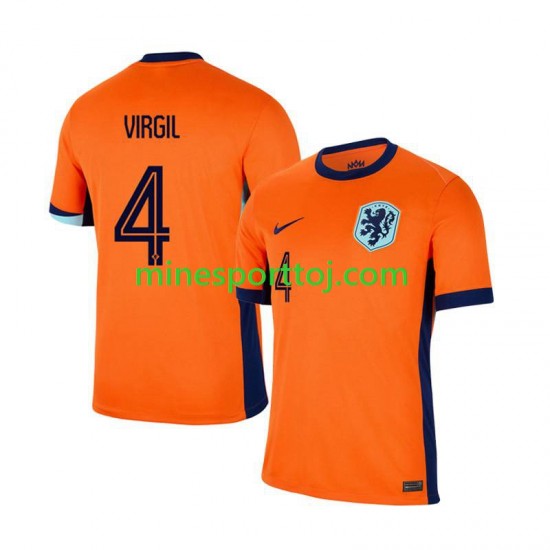 Holland Virgil van Dijk 4 Euro 2024 Herre Hjemmebane Fodboldtrøje Lange Ærmer