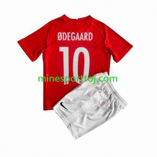 Norge ODEGAARD 10 2022 Børne Hjemmebane Fodboldtrøje Lange Ærmer