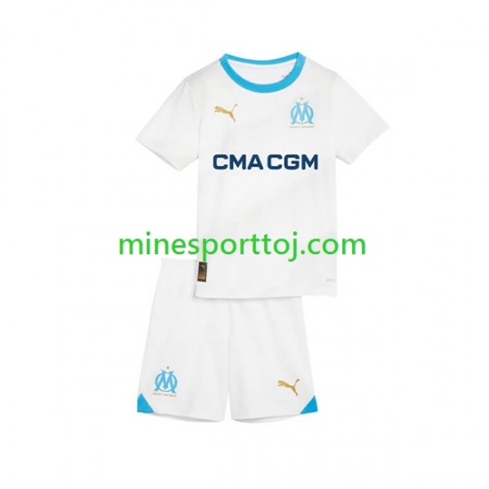 Olympique de Marseille Børne Hjemmebane Fodboldtrøje 2023-2024 Lange Ærmer