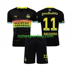 PSV Eindhoven Johan Bakayoko 11 Børne Udebane Fodboldtrøje 2024-2025 Lange Ærmer