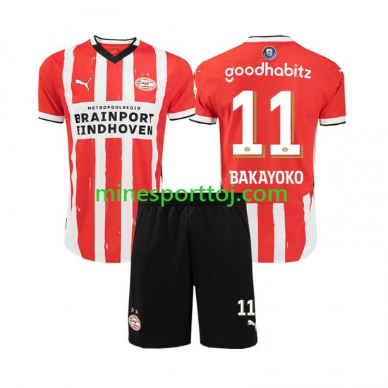 PSV Eindhoven Johan Bakayoko 11 Børne Hjemmebane Fodboldtrøje 2024-2025 Lange Ærmer