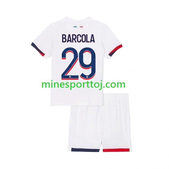 Paris Saint-Germain Bradley Barcola 29 Børne Udebane Fodboldtrøje 2024-2025 Lange Ærmer