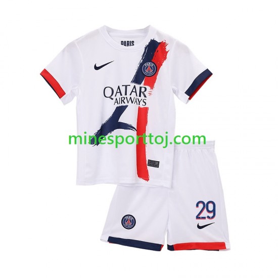 Paris Saint-Germain Bradley Barcola 29 Børne Udebane Fodboldtrøje 2024-2025 Lange Ærmer