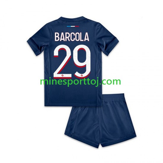 Paris Saint-Germain Bradley Barcola 29 Børne Hjemmebane Fodboldtrøje 2024-2025 Lange Ærmer