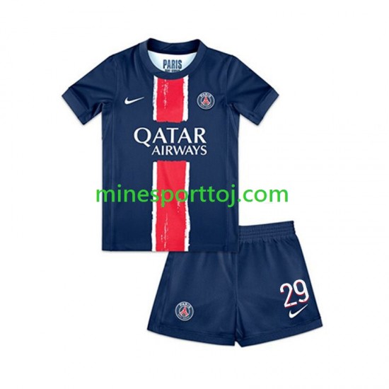 Paris Saint-Germain Bradley Barcola 29 Børne Hjemmebane Fodboldtrøje 2024-2025 Lange Ærmer