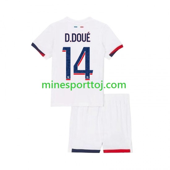 Paris Saint-Germain Desire Doue 14 Børne Udebane Fodboldtrøje 2024-2025 Lange Ærmer