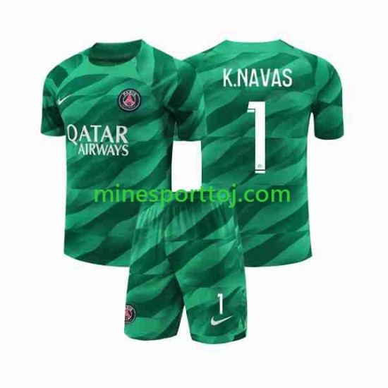 Paris Saint-Germain Målmand K.NAVAS 1 Børne Hjemmebane Fodboldtrøje 2023-2024 Lange Ærmer