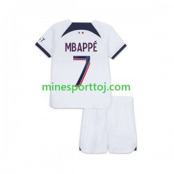Paris Saint-Germain Kylian Mbappe 7 Børne Udebane Fodboldtrøje 2023-2024 Lange Ærmer
