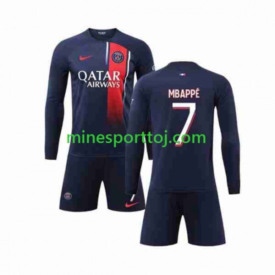 Paris Saint-Germain Kylian Mbappe 7 Børne Hjemmebane Fodboldtrøje 2023-2024 med Korte Ærmer
